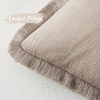 MIULEE Decorative Throw Pillow Covers Neutral Linen Fringe Throw Pillows Set of - Image 4