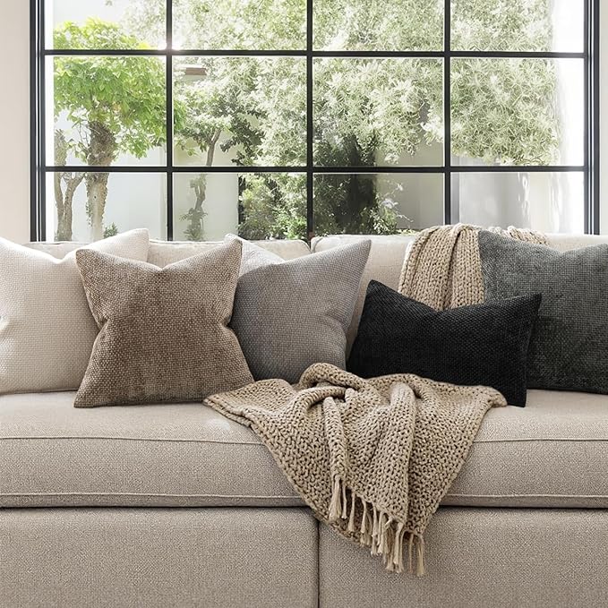 MIULEE Pack of 2 Lumbar Couch Throw Pillow Covers 20x12 Inch Black Modern Boho - Image 4