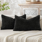 MIULEE Pack of 2 Lumbar Couch Throw Pillow Covers 20x12 Inch Black Modern Boho by MIULEE