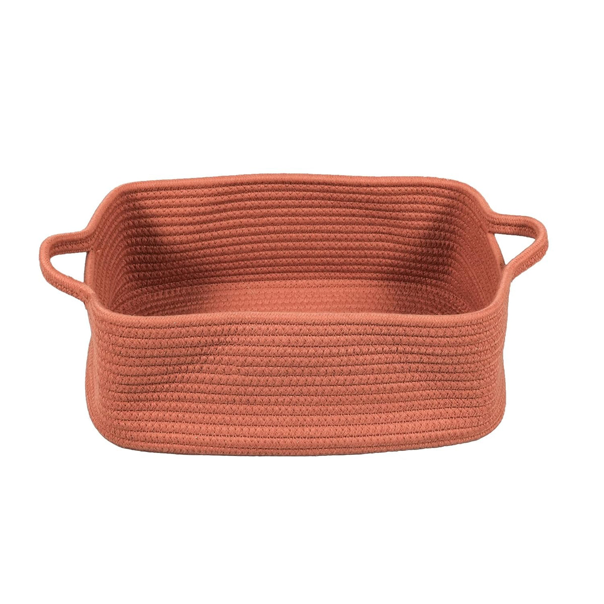 XUANGUO Medium Woven Cotton Rope Storage Basket with Handles, Light Grey
