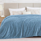 BEDELITE Full Size Blanket for Bed, 300GSM Soft & Warm Fleece Light Blue Blanket by BEDELITE