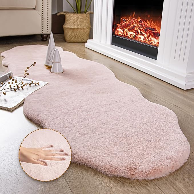 Ashler HOME DECO Ultra Soft Faux Rabbit Fur Chair Couch Cover Area Rug by AshlerHomeDeco