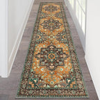 HEBE Hallway Runner Rug 2'x8' Washable Vintage Distressed Area Rugs Non Slip by HEBE