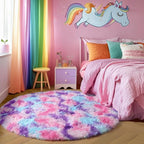 Amdrebio Hot Pink Rainbow Round Circle Area Rug 5Ft - Image 3