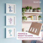 Tide and Tales 3D Elegant Mermaid Wall Decor, Set of 3, Girls Room Decor