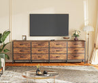 Huuger 70 Inch Dresser for Bedroom, TV Stand for 65, 75, 80 Inch TV, 12 Fabric Drawer Long Dresser, Large Entertainment Center for Bedroom, Wide Chest of Drawer with Storage, Rustic Brown