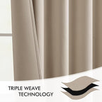 MIULEE Taupe Back Tab Blackout Curtains 72 Inches Long 2 Panels Set - Image 7