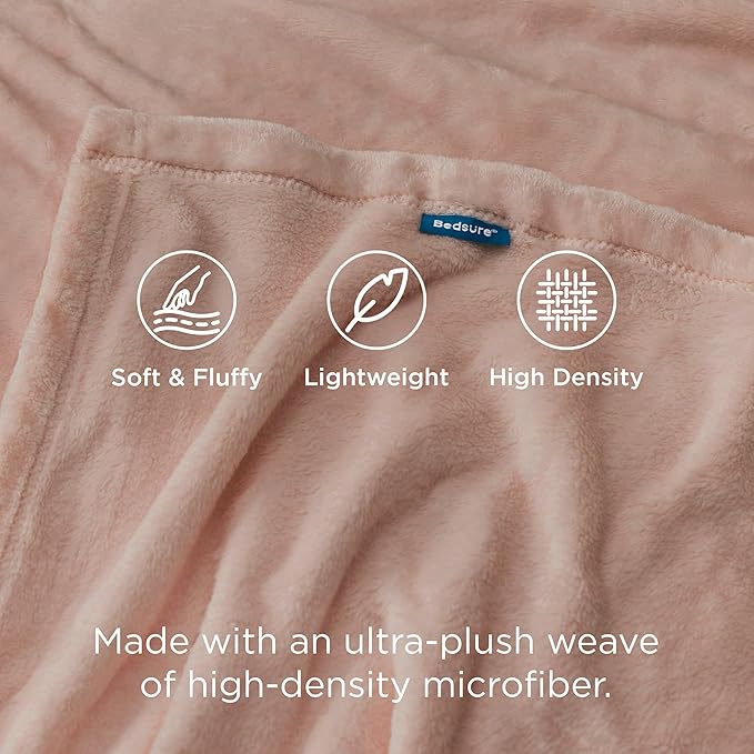 Bedsure GentleSoft Fleece Blanket Twin Size Dusty Pink - Image 3