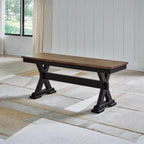 Signature Design by Ashley 1-Piece Wood Dining Bench, 48" 2-Tone Farmhouse