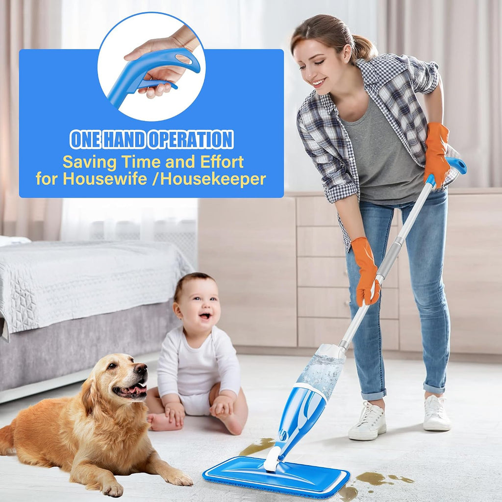 Hardwood Floor Mop Microfiber Wet Dust Mops: Spray Mop for Floors Cleaning