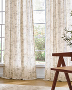 Lazzzy Grey Floral Linen Curtains 96 Inch Farmhouse Back Tab Drapes - Image 7
