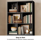 IRONCK 70.9-Inch Bookcase with Doors and 3 Drawers, Black