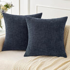MIULEE Pack of 2 Couch Throw Pillow Covers 18x18 Inch Soft Navy Blue Chenille by MIULEE