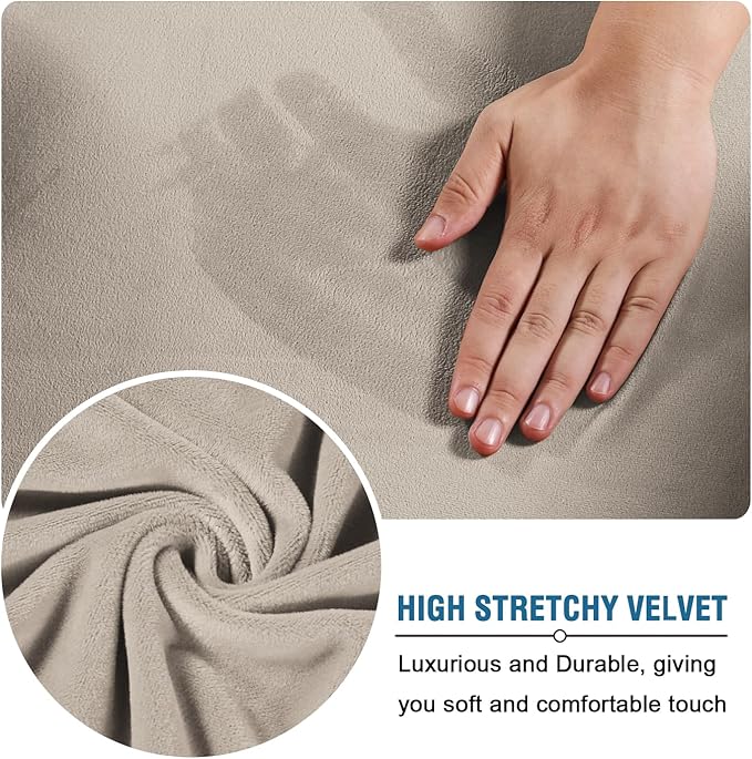 H.VERSAILTEX Modern Velvet Plush 4 Piece High Stretch Sofa Slipcover Sofa Cover - Image 5