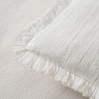 MIULEE Decorative Lumbar Throw Pillow Covers Neutral Linen Fringe Throw Pillows - Image 3