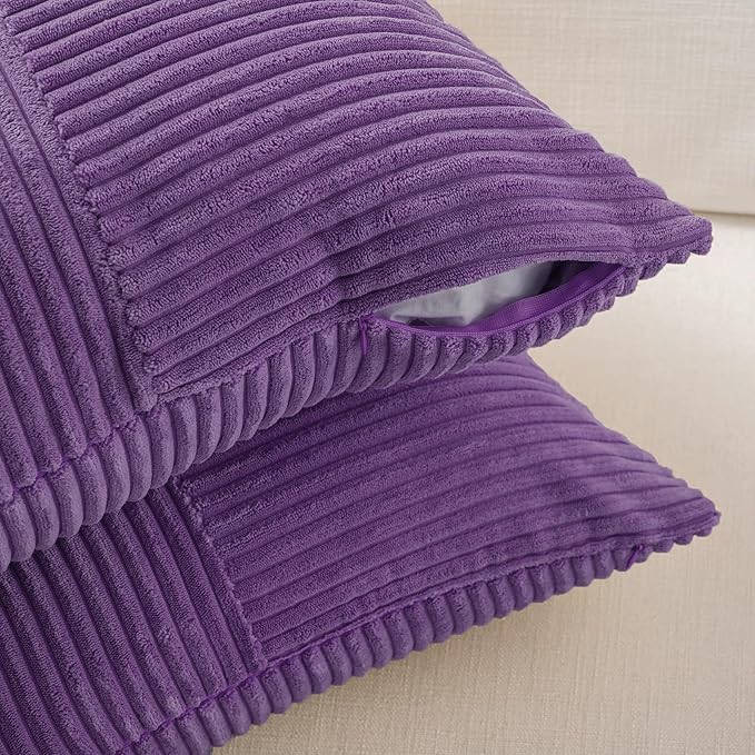 Fancy Homi 2 Packs Purple Lumbar Decorative Throw Pillow Covers 14x22 Inch - Image 4