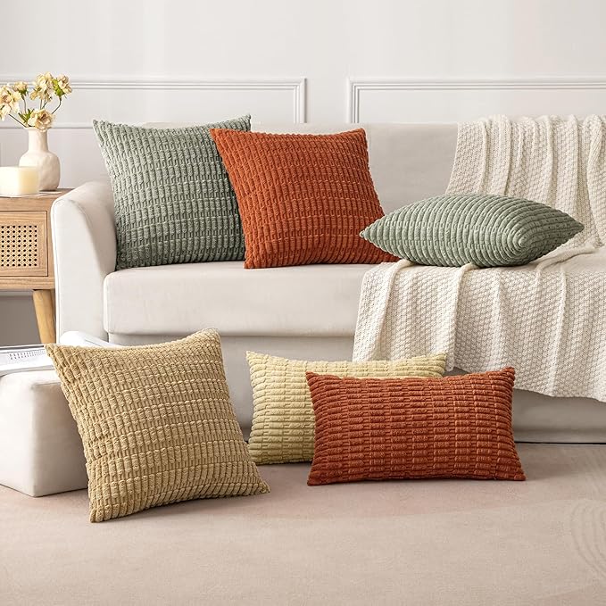 MIULEE Pack of 2 Corduroy Decorative Throw Pillow Covers 20x20 Inch Soft Boho - Image 2