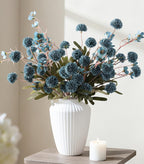 8 Pcs Fake Mums Kiku Flowers Artificial with Wild Flowers Bulk, Blue Silk Flower Arrangements Decor Floral Centerpieces For Tables Artificial Fall Flowers for Vase DIY Bouquet Coffee Dining Home