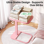 Kitstorack TV Tray Table, Adjustable Height & Rounded Metal Corners, Snack Table for Couch, Sofa, Bed, Chair, Living Room, C Shaped End Side Table for Eating, Dinner or Laptop, Small Spaces, Pink