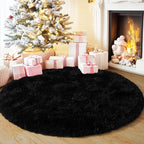 4'x4' Black Round Rug for Bedroom, Ultra Soft Fluffy Circle Rug for Kids Girls - Image 3