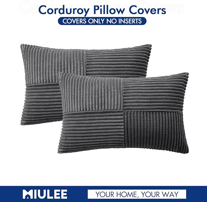 MIULEE Grey Decorative Lumbar Throw Pillow Covers 12x20 Inch - Image 6
