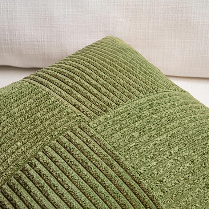 Fancy Homi 2 Packs Moss Green Decorative Throw Pillow Covers 18x18 Inch - Image 4