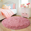 3'x3' Blush Round Rugs for Girls Bedroom, Ultra Soft Fluffy Circle Rug for Kids by Quntue