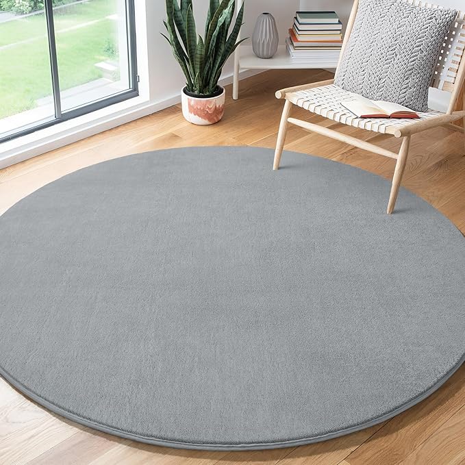 Amearea Grey Round Area Rugs 6ft Washable Circle Rugs - Image 8