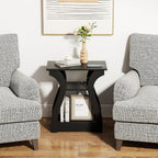 FROMJBEST End Tables Living Room with Charging Station, Black Side Tble