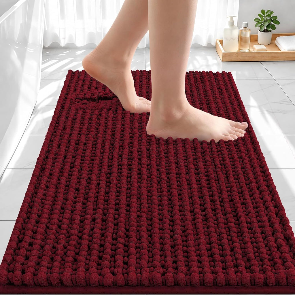 Smiry Thick Bathroom Rugs 24x16, Extra Soft Absorbent Chenille Bath Mat