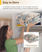 Area Rugs 6ft Washable Non-Slip, Floral Vintage Distress Print Pattern - Image 6