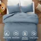 Bedsure King Comforter Set Prewashed Soft Bedding 3Pcs Dusty Blue 104"x90"