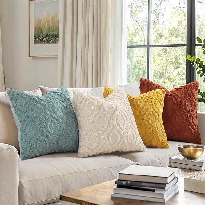 decorUhome Summer Throw Pillow Covers 20x20 Inch Set of 2, Soft Plush Faux Wool - Image 2