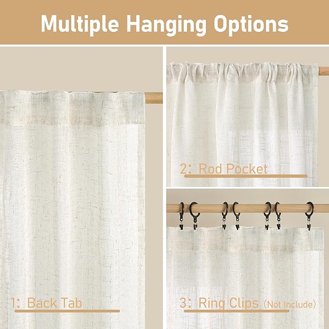LAMIT 68 inch Length Linen Curtains - Image 3