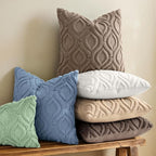 decorUhome Throw Pillow Covers 18x18 Inch Set of 2, Soft Plush Faux Wool Light - Image 2