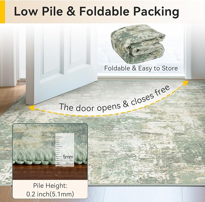 Washable Area Rugs 2'x3' Non-Slip Modern Abstract Soft - Image 5