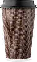 16 oz Disposable Paper Coffee Cups with Lids Insulated Double-Walled Togo