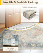 RELEANY Area Rugs 5'x7' Washable Non-Slip, Floral Vintage Distress Print - Image 9