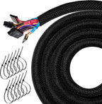 20FT Split Cable Management Sleeve Wire Loom Tubing Cord Protector for High-Temperature Automotive Harness Wires and Home Cable Management,Self-Wrapping Braided Cord Covers (1/2 Inch)