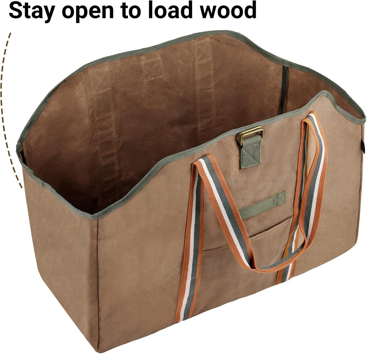 Firewood Carrier Bag Waxed Canvas Waterproof Extra Large Log Carrier Holder Freestanding Tote Bag for Firewood