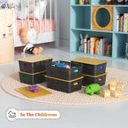Ohmlove 6 Pack Plastic Storage Baskets with Bamboo Lids for Organization