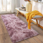 Soft Runner Rugs for Bedroom Hallways, 2x6 Tie-Dyed Grey Purple Fluffy Shag - Image 3