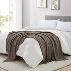 BOURINA Brown Throw Blanket 50 x70 Inches Jacquard Argyle Throw Textured Solid - Image 3