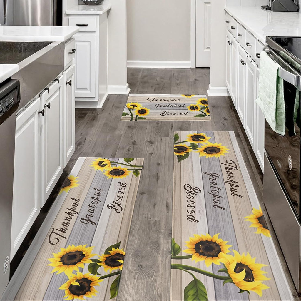 Sunflower Kitchen Mat Set of 3, Kitchen Decor and Accessories(Multicolor)