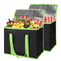 2-Pack Insulated Reusable Grocery Shopping Bag, X-Large, Black-Green