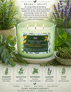 Rosemary Eucalyptus Peppermint Scented Candle, 3 Wick Soy Candle, 15.8 Oz