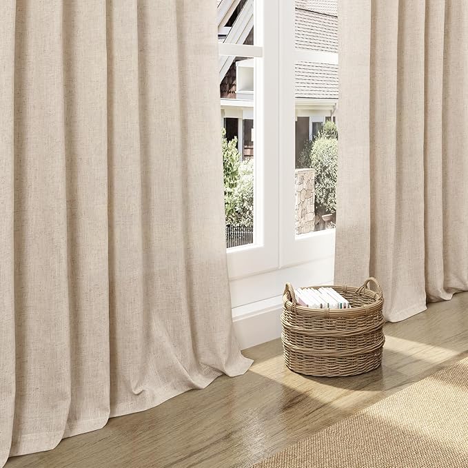Nanspring Grey Flax Curtains 96 Inch Length 2 Panels Set - Image 5