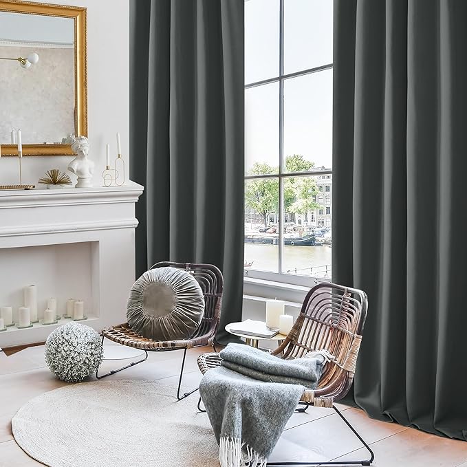 Deconovo Blackout Curtains, Thermal Insulated, W42 x L63 2 Panels, Back Tab - Image 4