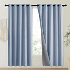 NICETOWN Stone Blue Vintage Linen 100% Blackout Curtains - Image 2