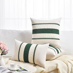 Fancy Homi Set of 1 Dark Green Boho Decorative Throw Pillow Covers 18x18 Inch - Image 6